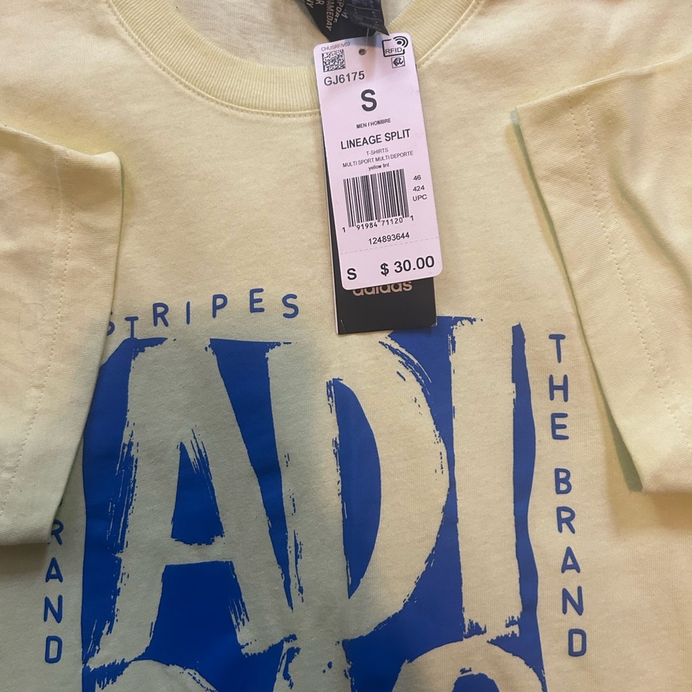 Adidas men’s  Light Yellow and Blue Tee